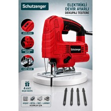 SCHUTZENGER G-107 Devir Ayarlı Dekupaj Testere 4 Bıçaklı Bakır Sargı Motor Kırmızı
