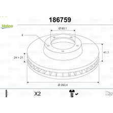 Ön Fren Aynası Corsa C - Combo C 01 11 Merıva A 03 10 Tıgra 04 09 260X24X4DL Havalı Valeo 95526646/ 569000/ 9127967/ 9196050