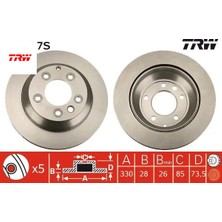 Arka Fren Aynası Adet Havalı Touareg 2.5 R5 Tdı/3.2 V6 03- 4.2 V8/5.0 V10 Tdı 02- 3.0 V6 Tdı 04- Trw 7L6615601D/ 7L6615601J/ 7L8615601C
