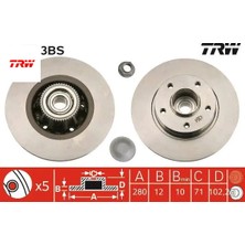 Arka Fren Aynası Poryalı Renault Trafıc Iı 01>06 Opel Vivaro 01>06 280X12X5DELIK Trw 7711130076/ 8200228610/ 7701206846