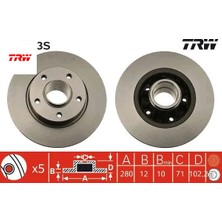 Arka Fren Aynası Renault Trafıc Iı 01>06 Opel Vivaro 01>06 280X12X5DELIK Trw 7711130076/ 8200228610/ 7701206846