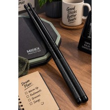 Midex GFK-801BK 5A Bateri Baget Kırılmaz Polyemid Siyah Davul Bageti 5A Drumsticks