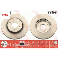 Ön Fren Aynası Astra J 10 Cruze 09 Aveo 11 276X26X5DL 15 Inç Havalı 95526655 Trw 13502044/ 13502045/ 569069/ 569073