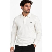 Lacoste  Polo Yaka  Çıtçıt Kapama Ekru Uzun  Kol  Dar Kesim  Sweatshırt