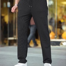 Evrenial Erkek Cizgili Dokuma Krep Jogger Buggy Pantalon Rahat Kalıp