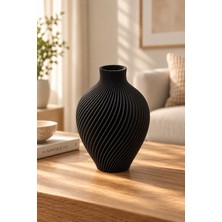Daysn Days Modern Spiral Tasarım Siyah Dekoratif Vazo