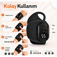 Hiltech Isıtmalı El Bilek Masaj Aleti 5 Isı Kademeli 3 Titreşim Modlu Şarjlı 1800 Mah Dijital Ekranlı Masaj Pedi