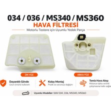 Algaride Stıhl 034  036  MS340  MS360 Uyumlu Motorlu Testere Hava Filtresi  Karbüratör Hava Giriş Filtresi Yedek Parça