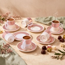 Aryıldız Nova 12 Parça 6 Kişilik Kahve Fincan Takımı Pembe 90 ml