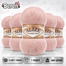 Alize Angora Gold 161 Pudra – 5 Adet El Örgü Ipi – 100 gr / 550 Metre – %20 Yün – Şal Hırka Yelek Kazak Ipi