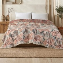 Destiva Home 5 Kat Dolgulu Müslin Çift Kişilik Yatak Örtüsü 220X240 cm %100 Pamuk Çift Taraflı Jakar Geometrik Desen