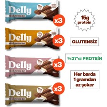 Delly Çikolata Kaplı Yüksek Proteinli Bar - Karışık Kutu 40G 12 Adet