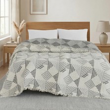 Destiva Home 5 Kat Dolgulu Müslin Çift Kişilik Yatak Örtüsü 220X240 cm %100 Pamuk Çift Taraflı Jakar Geometrik Desen