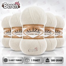 Alize Angora Gold 62 Açık Krem – 5 Adet El Örgü Ipi – 100 gr / 550 Metre – %20 Yün – Şal Hırka Yelek Kazak Ipi