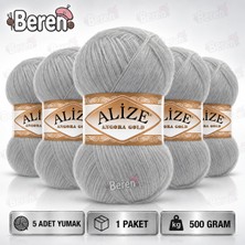 Alize Angora Gold 21 Deniz Kristali – 5 Adet El Örgü Ipi – 100 gr / 550 Metre – %20 Yün – Şal Hırka Yelek Kazak Ipi