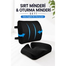 Arnee Ortopedik Visco Bel & Kuyruk Sokumu Minderi Seti - Ergonomik Sandalye Araç Koltuk Yastığı Oturma Minderi