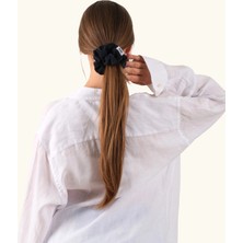 Hedie Alba Navy Vegan İpek (%100 Cupro) Scrunchie - Saç Kırılma Karşıtı ve İz Yapmayan Saç Tokası