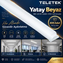 Teletek Yatay Beyaz LED Armatür Beyaz Işık 18W 60 cm 6500K IP20 -400 Adet