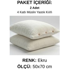 Destiva Home 4 Kat Müslin Yastık Kılıfı 50X70 cm 2 Adet %100 Pamuk Nefes Alan Terletmeyen Yumuşak Doku