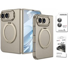 Vendas iPhone Duo Kılıf M-Safe Şarj Özellikli Zore Kıpta Yüzüklü Kamera Korumalı Kapak + Anti-Reflective Safir Kamera Lens Koruyucu