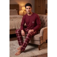 Buratti Ekoseli Pamuklu Bisiklet Yaka Pijama Takımı Erkek Pijama Takımı 6575007