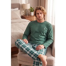 Buratti Ekoseli Pamuklu Bisiklet Yaka Uzun Kollu Pijama Takımı Erkek Pijama Takımı 6575003