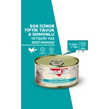 Bonacibo Tiftiklenmiş Tavuk ve Somonlu Kedi Yaş Maması 70 G x 6 Adet