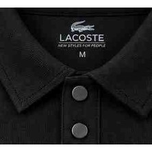 Lacoste  Polo   Çıtçıt    Kapama  Dar  Kesim Uzun Kol Siyah