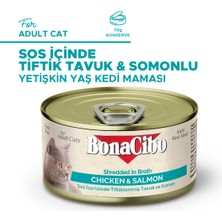Bonacibo Tiftiklenmiş Tavuk ve Somonlu Kedi Yaş Maması 70 G x 12 Adet