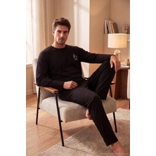 Buratti Ultra Soft Minimal Nakışlı Uzun Kollu Pijama Takımı Erkek Pijama Takımı 6575009