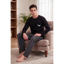 Buratti Çizgili Pamuklu Göğüs Cepli Pijama Takımı Erkek Pijama Takımı 6575008