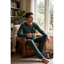 Buratti Minimal Baskılı Pamuklu Uzun Kollu Pijama Takımı Erkek Pijama Takımı 6575005