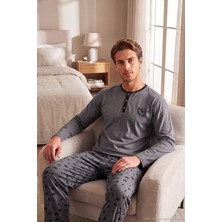 Buratti Desenli Pamuklu Düğmeli Bisiklet Yaka Pijama Takımı Erkek Pijama Takımı 6575002