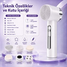 Hiltech Elektrikli Yüz Temizleme Cihazı 6 Başlıklı 15 Kademeli Type-C Şarjlı Cilt Bakım Masaj