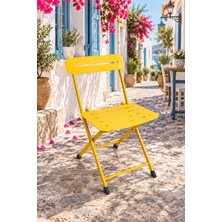 Eportatif Katlanır Metal Balkon Bahçe Sandalyesi Bistro Sandalye Tekli Sarı 1643