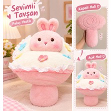 DMR Accessoire Sevimli Pembe Tavşan Peluş Buket 40 cm Sevgiliye Hediyelik Peluş Buket
