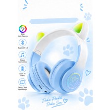 vooka Bluetooth Kulaklık Kedi Kulaklı Bluetooth 5.0 Kulak Üstü Kablosuz Kulaklık Rgb Işıklı Mikrofonlu Tf Kart Destekli