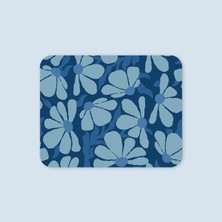 Tabloe Mavi Çiçek Desenli Premium Görünümlü Mouse Pad - 23X19 cm - Kaydırmaz Tabanlı Mousepad