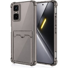 Caseonn Infinix Gt 30 Kılıf Airbag Kristal Kartlık Bölmeli Silikon Kapak Füme