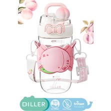 Diller 580ML Yeni Meyveler Serisi Meyve Süslü ve Boyun Askılı Pipetli/pipetsiz Kullanım Sızdırmaz Tritan Gövdeli Çocuk Su Matarası Suluğu Bpa Yok Koku Yok.
