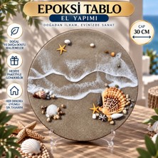 Iq Art By Natalie El Yapımı Epoksi Reçine Tablo 30 cm – Deniz ve Sahil Temalı Dekoratif Duvar Tablosu