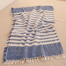 Destiva Home 2 Katlı Çizgili Püsküllü Çok Amaçlı Müslin Peştemal Plaj ve Banyo Peştemali 100 x 170 cm
