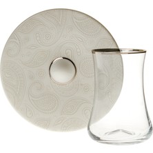 Evaliza Coupe Paisley 6 Kişilik 12 Parça Çay Seti Beyaz 150 ml