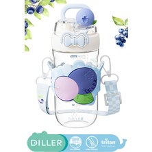 Diller 580ML Yeni Meyveler Serisi Meyve Süslü ve Boyun Askılı Pipetli/pipetsiz Kullanım Sızdırmaz Tritan Gövdeli Çocuk Su Matarası Suluğu Bpa Yok Koku Yok.