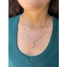 Solenya Gold Renk Yıldız Model Çoklu Kolye