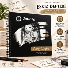 Dream Art Galery DreamArt Galery Eskiz Defteri 20X20 cm 50 Yaprak Bej Kağıt Spiralli Sert Kapak Karakalem Çizim Defteri