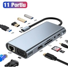 Pileli Store Ally BYL-2110 11IN1 Multifonksiyonlu Type-C Hub Adaptör Dönüştürücü