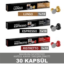 Mahbuba 30'lu Kapsül %100 Arabica Kahve 1x Ristretto 1x Espresso 1x Lungo (Nespresso Uyumlu Alüminyum)