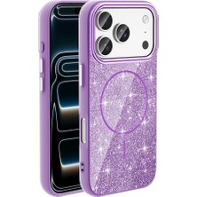 Apple iPhone 18 Pro Max Kılıf M-Safe Şarj Özellikli Parlayan Simli Zore Okso Kapak