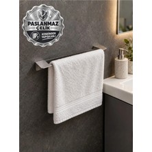 Bert Yapışkanlı Alüminyum Renk Paslanmaz Metal Uzun Havluluk Banyo Havlu Askısı Delmeden Montaj